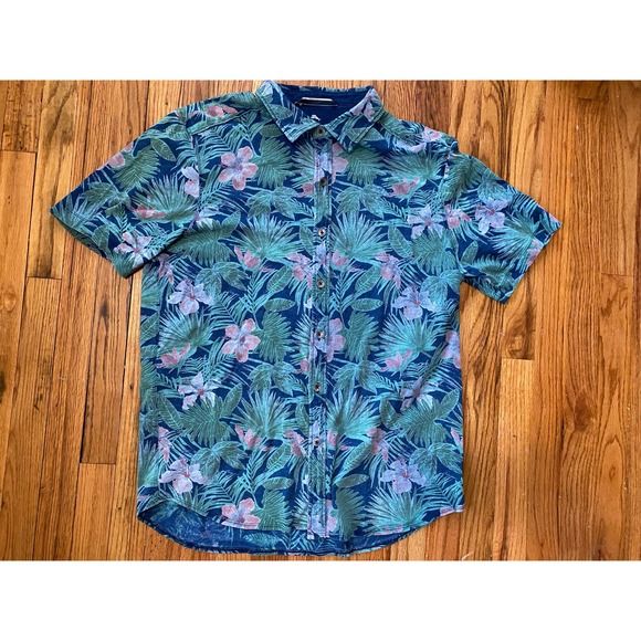 Tommy Bahama Other - Tommy Bahama shirt mens L Hawaiian camp floral 100% cotton Indigo Jungle Topia